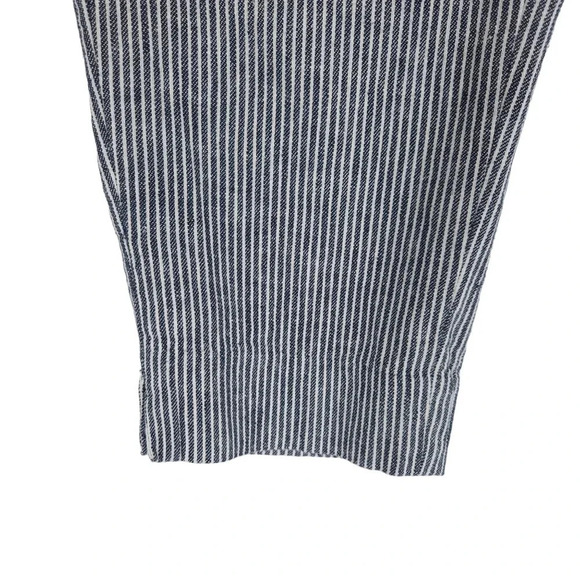 Banana Republic Hayden Ankle Pants Linen Blue Conductor Striped Petite - Picture 4 of 7